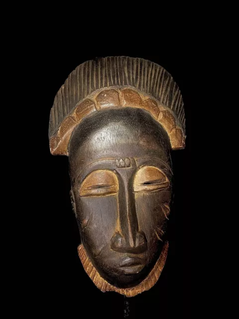 African Carved Wood Tribal Mask vintage hanging  tribal  Baule African mask-5256