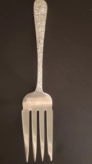 S. Kirk & Son Repousse Sterling Silver Cold Meat Serving Fork