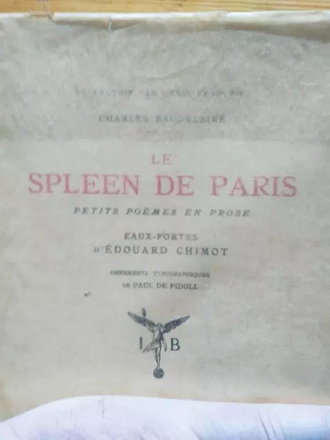 Illustré Chimot Charles Baudelaire Le spleen de Paris 1926 1/595 ex.papier vergé