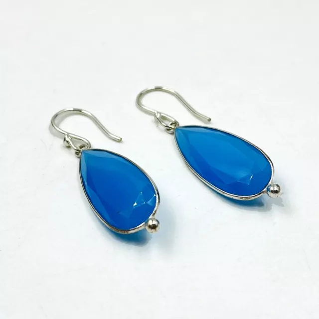 925 Sterling Silver Chalcedony Gemstone Handmade Jewelry Earring