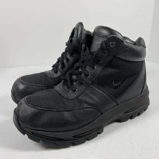 NIKE ACG GO Away Leather Hiking Trail Boots 375509-001 Black Youth 6.5 ...