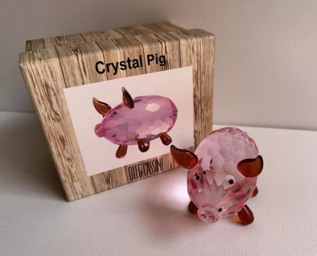 Oleg Cassini Crystal  Pink PIG     NEW                   in original gift box   