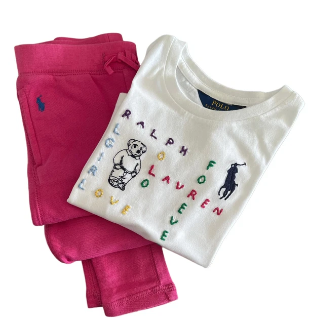 T-shirt donna ex Ralph Lauren polo grande pony leggings jogger set età 3-4 4t