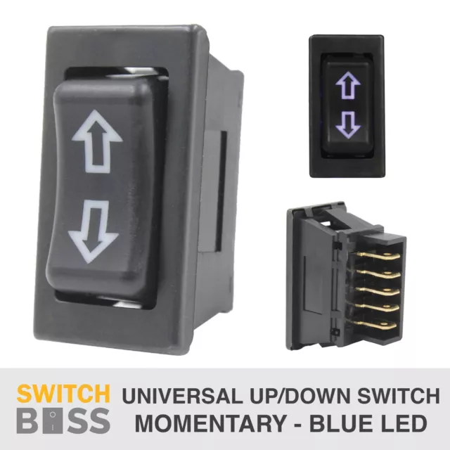 Universal POWER WINDOW SWITCH 5 PIN Momentary Up Down BLUE LED 12v Seat Actuator