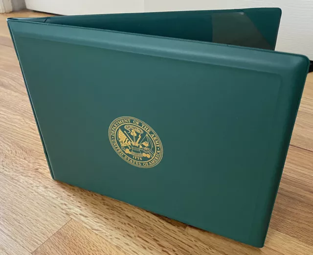 Award Certificate Binder - Gold Army Seal, Green, NSN 7510-00-755