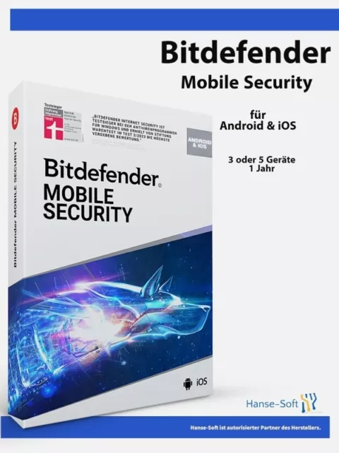Bitdefender Mobile Security 2024 - 3 Geräte 1 Jahr / Android - iOS + VPN