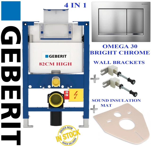 GEBERIT DUOFIX 82CM wall hung toilet frame +OMEGA Chrome+ WALL BRACKETS & MAT EUR 374,76