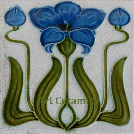 Art Nouveau Ceramic wall fireplace tile #00028