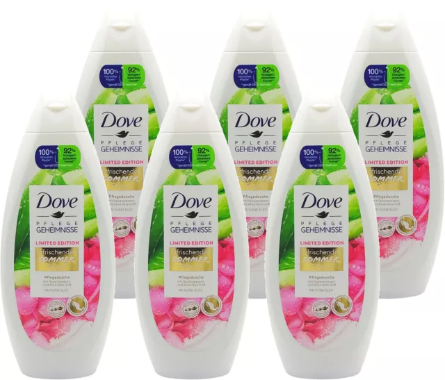 6x Dove Duschgel Erfrischendes Sommer Ritual 250ml Rosenwasser + Aloe Vera Duft