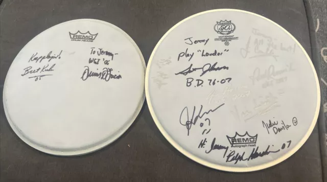 Two Signed Drumheads Drum Heads Free Shipping