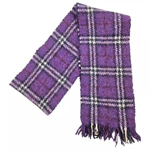 Burberry Womens Purple Nova Check Plaid Merino Wool Scarf