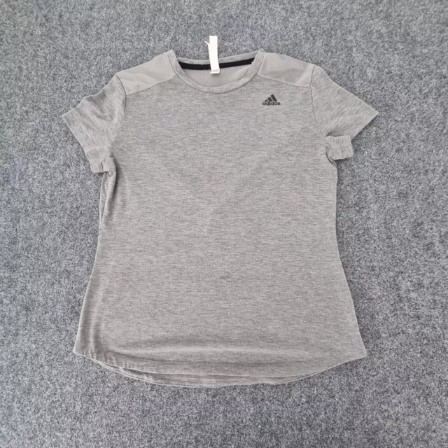 Adidas shirt women LARGE grey short sleeve athletic tshirt lightweight Size L