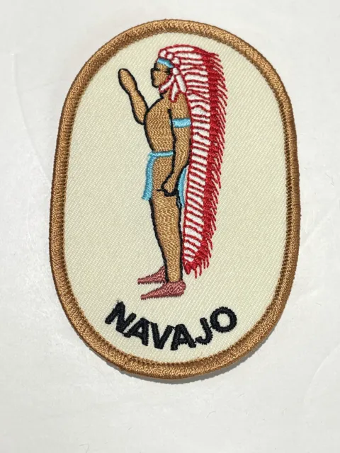 Navajo Tribal Design Indian White & Brown Iron on Embroidered Patch 3.5in”