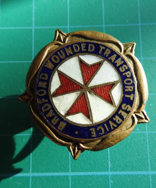 VERY SCARCE GILT and Enamel WW1 Badge. Bradford Wounded Transport ...