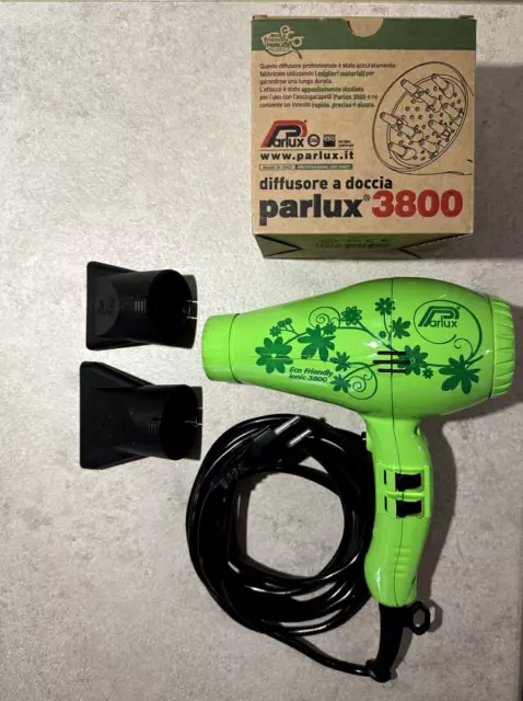 Parlux 3800 ecofriendly ionic phon asciugacapelli fon professionale usato verde