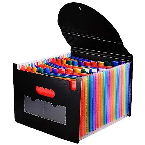 A4 Trieur avec Couvercle Classeur Rangement 24 Compartiments Trieur Papiers O...