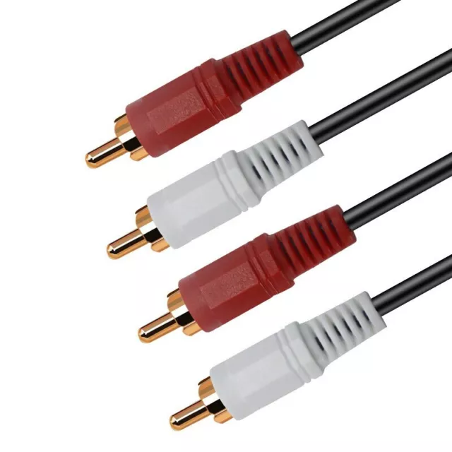 Premium 2RCA to 2 RCA Male To Male M/M Dual Stereo Audio Copper Core Cable Lead 2