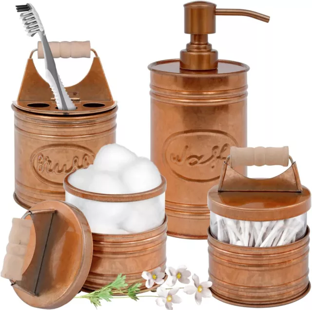 Autumn Alley Copper & Glass Farmhouse Bathroom Accessories Set- 4 pieces