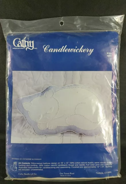 Cathy Needlecraft Candlewickery Kit Pillow Kitty 7865 Sealed New Rare Cat