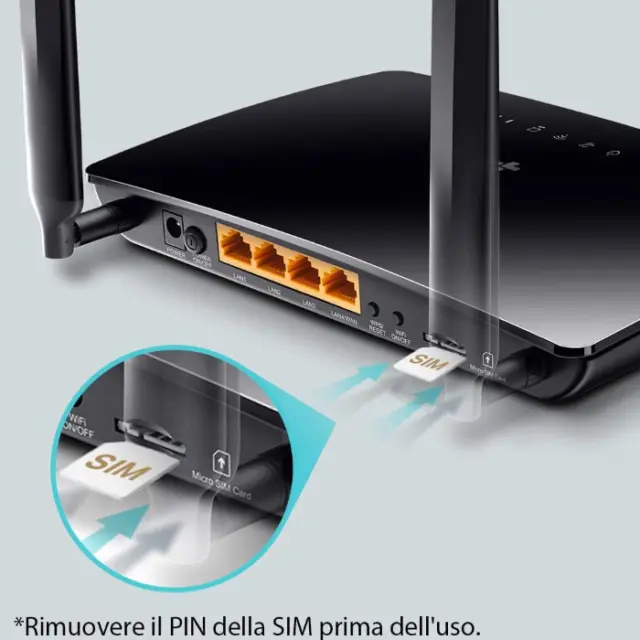 Router Modem 4G Lte Con 4 Porte Lan E 2 Antenne Wifi Con Slot Sim Tp-Link Tl-Mr6