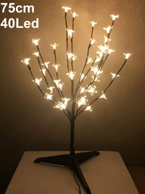 Arbol de navidad con luces led 75cm 40 leds cerezo decorativo árbol sobremesa
