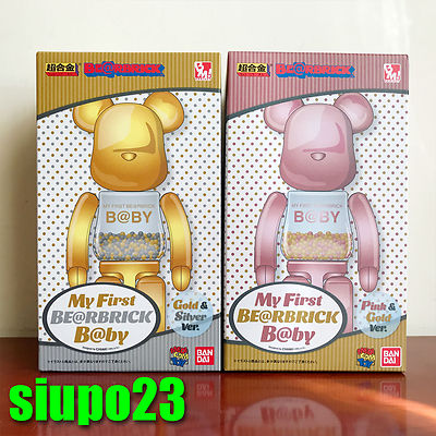 BEARBRICK MY FIRST Baby 400% Black & Silver Medicom Toy Be@rbrick 