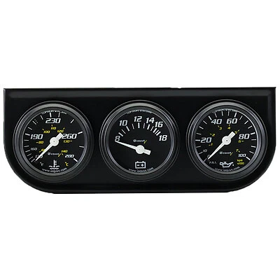 Equus 1-1/2 Dia Triple Gauge Set w/Black Panel - E6100