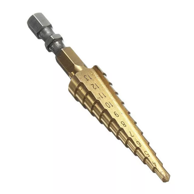 Drill Bit Set Titanium Nitride Coated Steel Step Quick Change 1/4" Shank HSS KD