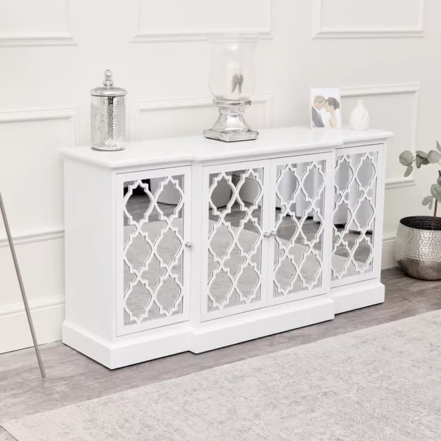 Large White Mirrored Sideboard Sabrina White Range glamorous table storage