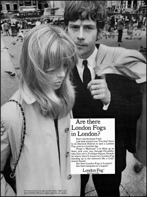 1966 Mod couple London UK London Fog Maincoat Rain vintage photo print Ad adL35