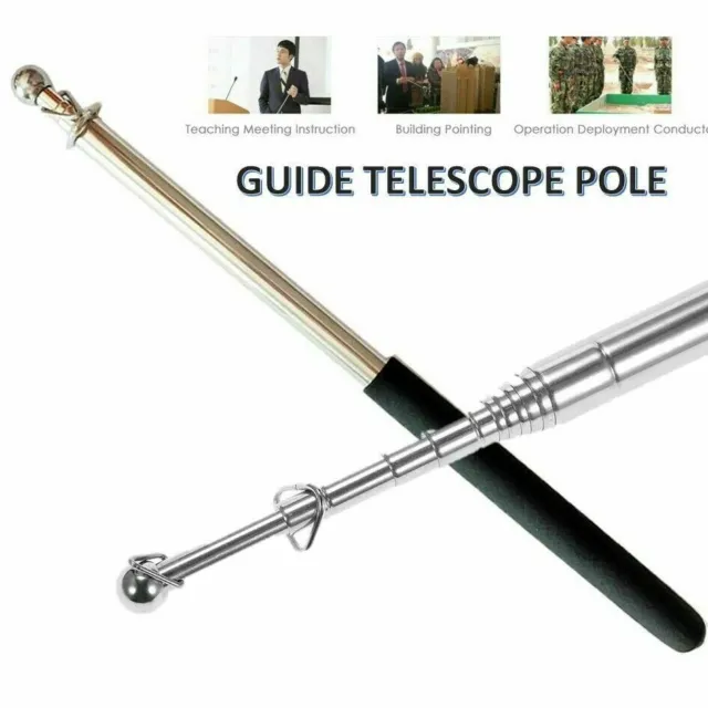 5ft Extendable Flagpole Stainless Steel Flag Pole Telescopic Portable Metal Stic