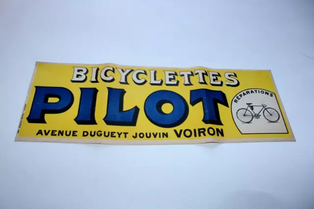 Affiche Ancienne Bicyclette PILOT Voiron Vélo Poster vers 1900 Litho