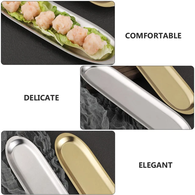 RESTAURANT PLATE SHRIMP Paste Dessert Grill Platter Food Storage Gold