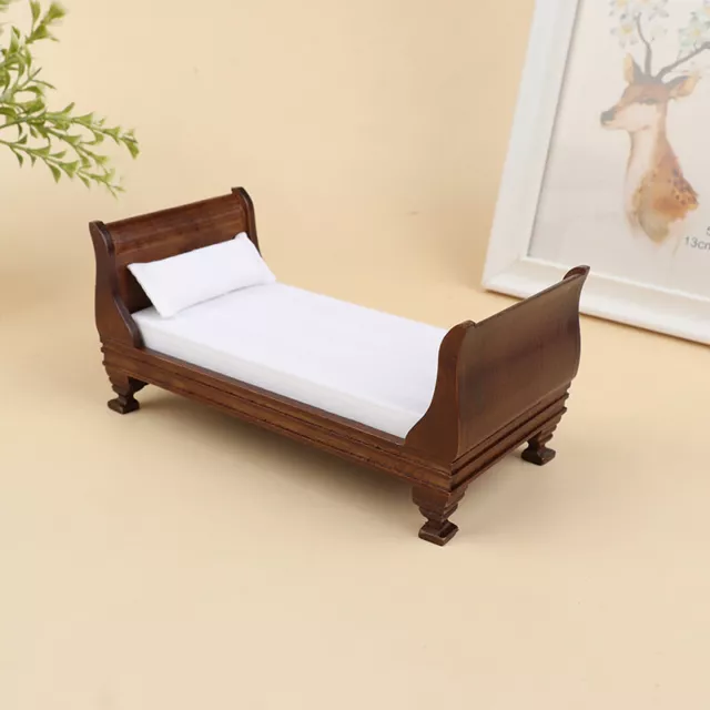 1:12 Dollhouse Miniature Wooden Furniture Single Bed Doll House Accessories^ GF