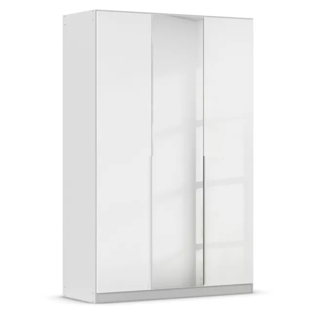 Drehtürenschrank - weiß Hochglanz - seidengrau - Spiegel - 3-türig - 136x210 cm
