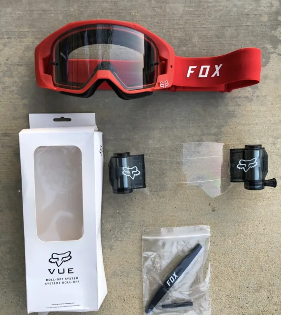 Fox Racing Vue Goggles Pre-Owned With New Total Vision System Roll Off Film MX