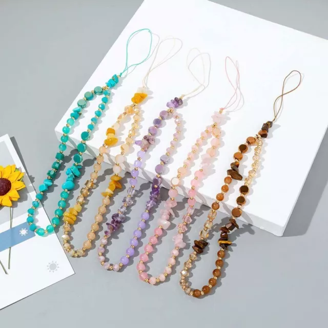 Mobile Phone Strap Charm Crystal Stone Beads Chain Jewelry Anti-Lost Lanyard