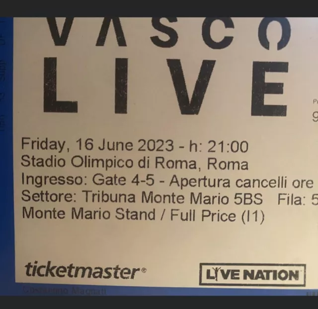 4 biglietti concerto Vasco Rossi Roma