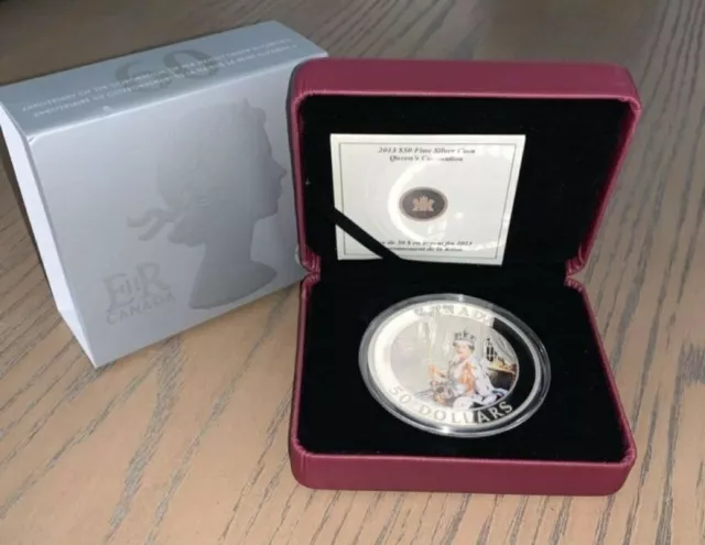 2013 5 oz Silver Canadian $50 Coin -The Queen's 60th Coronation Annv low mintage