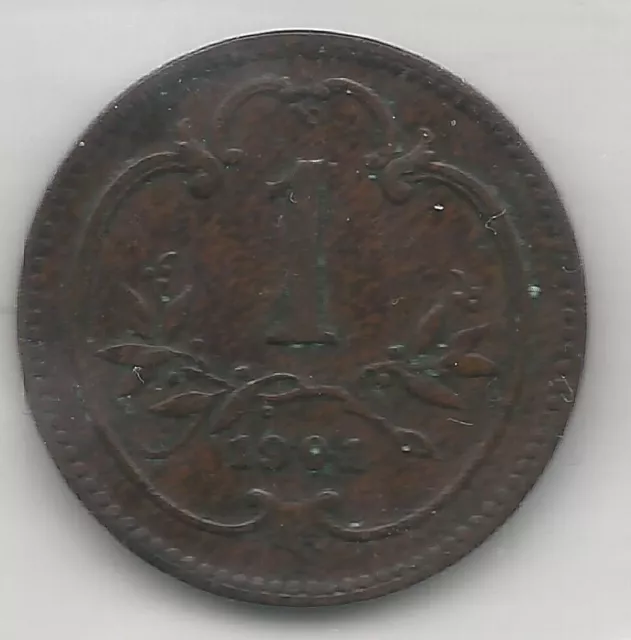 Austria,  1901,  1 Heller, Bronze,  Km#2800,  Extra Fine