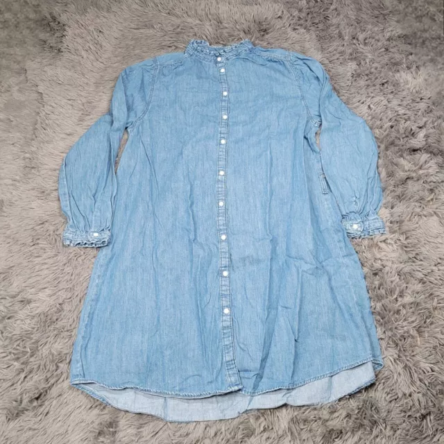 H&M Womens Shirt Dress Medium Blue Medium Wash Denim Long Sleeves Button Up