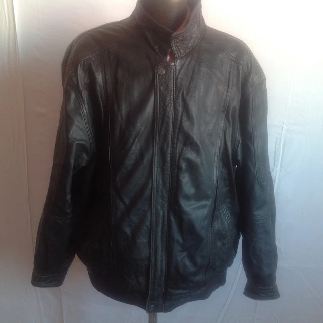 Veste En Cuir Vintage Homme Taille 54 - Style Blouson, Doublure Viscose, Très Bon état