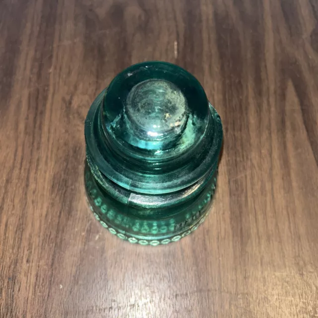 Vintage HEMINGRAY Green GLASS INSULATOR #42 MADE IN USA Qty 1 Large Chip In Side