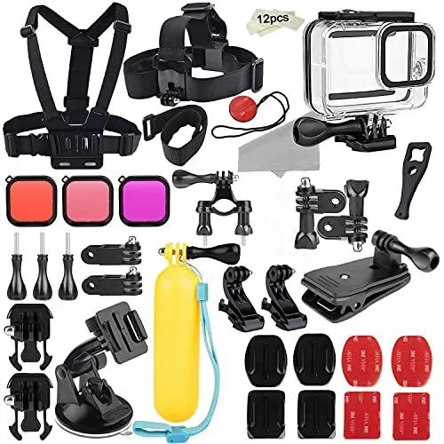 Kuptone Kit d'Accessoires pour GoPro Hero 8, Ensemble boîtier d'accessoires, étu