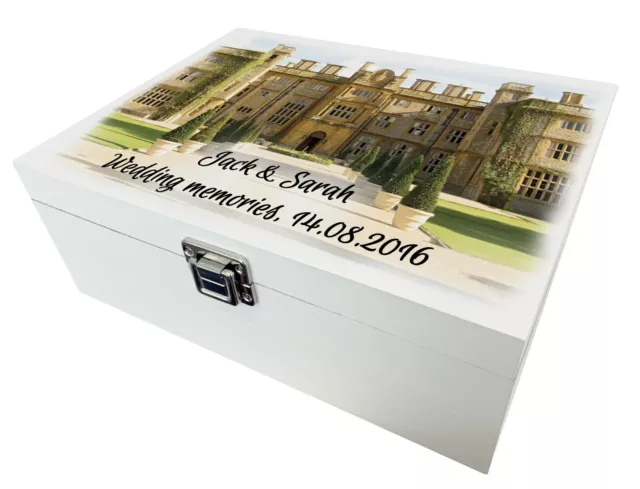 Caja de recuerdos de boda de madera blanca, caja de recuerdos de boda, caja de boda personalizada.