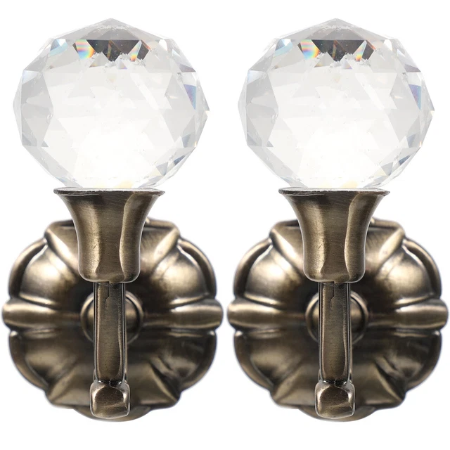1 Pair Vintage Crystal Ball Holdbacks Curtain Tassel Hooks Clothes Hook
