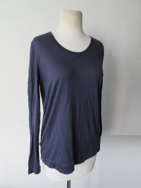 LORO PIANA dark blue/purple cashmere silk featherweight knit t-shirt 44 6 8 2