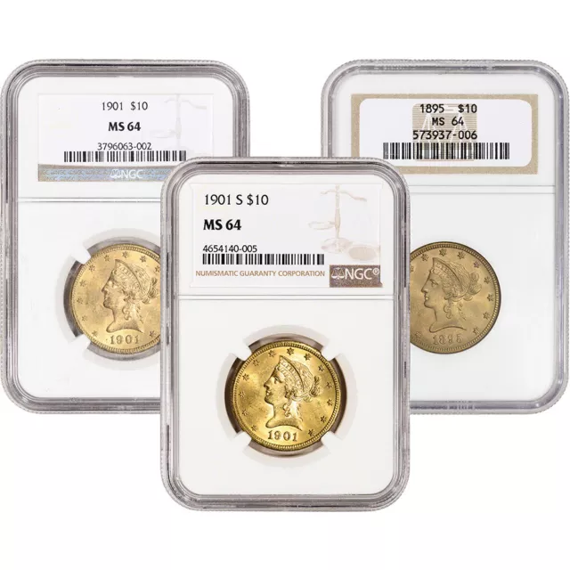 US Gold $10 Liberty Head Eagle - NGC MS64 - Random Date and Label