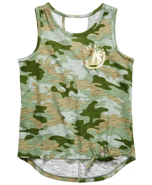 Epic Threads Big Girls Camo-Print Tie-Front Tank Top Size M (8-10)