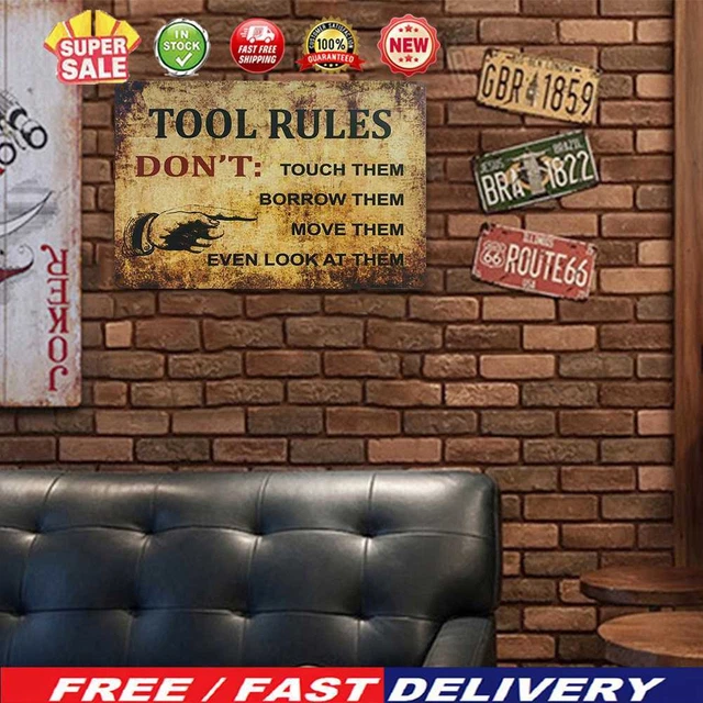 Tool Rules Plate Vintage placa de chapa metálica para bar, pub, club, garaje (40 x